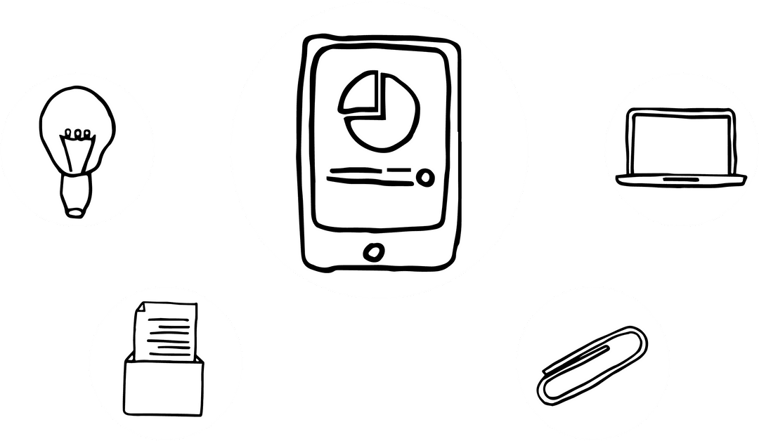 Transparent Infographic Elements Sketch Light Bulb and Tablet