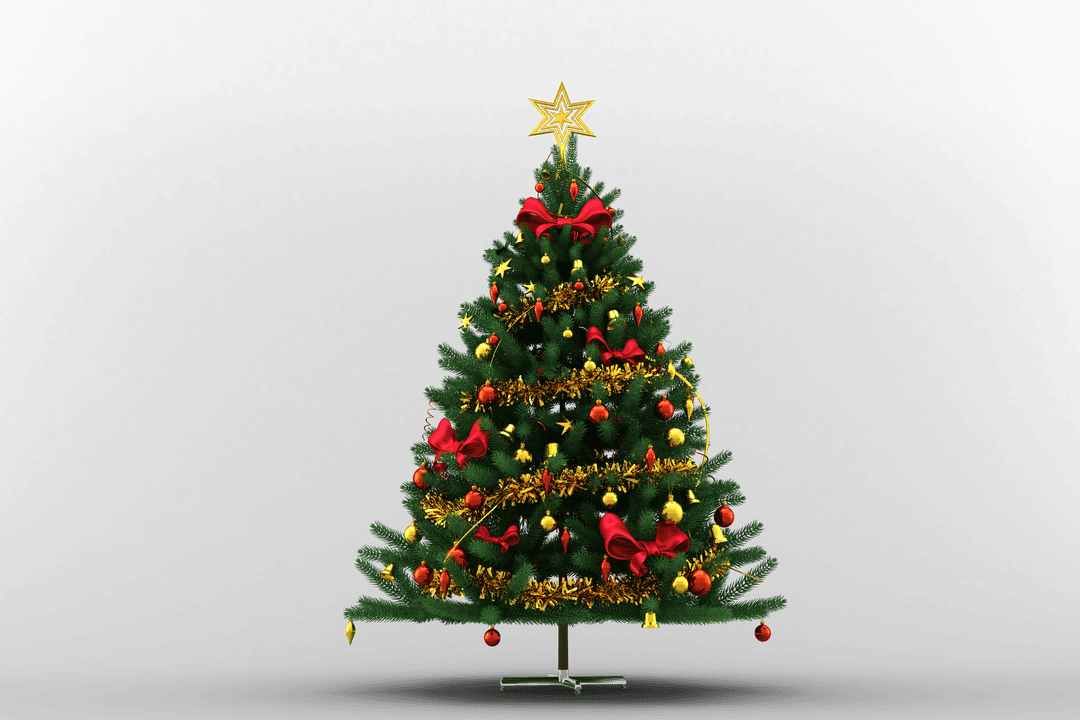 Transparent Festive Christmas Tree with Decorative Ornaments