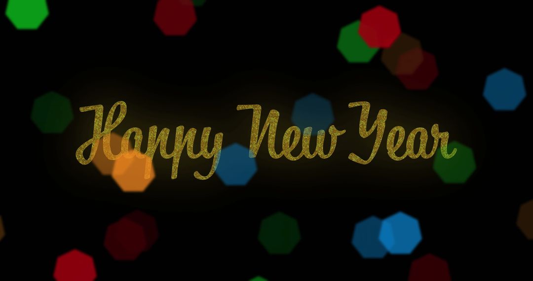 Festive New Year Greeting with Multicolored Bokeh Lights