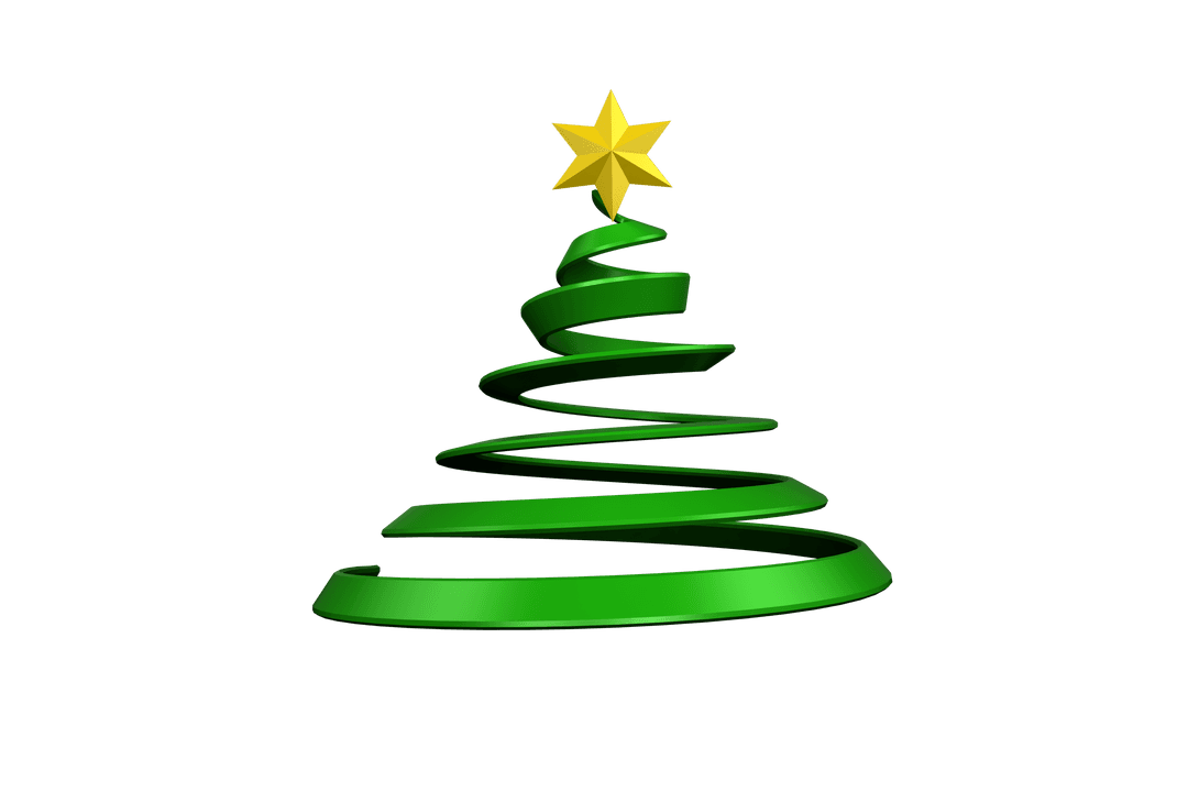 Digitally Rendered Tilting Christmas Tree on Transparent Background