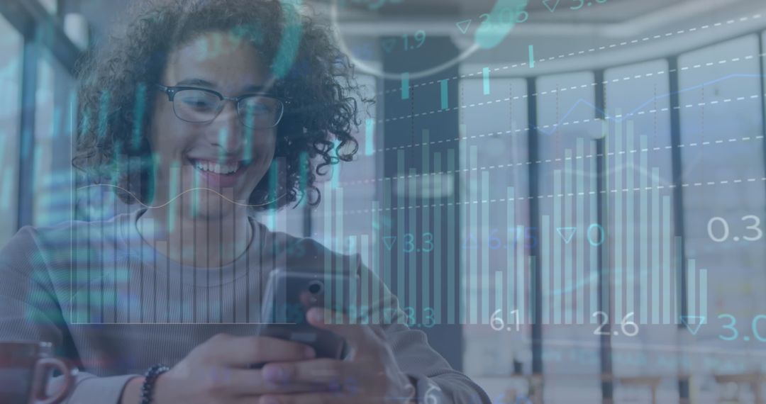 Happy Man Engaging with Mobile Financial Technology