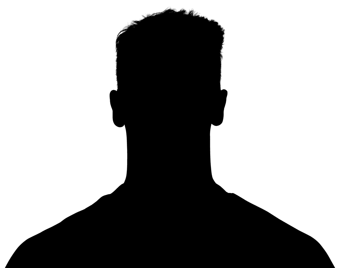 Silhouette of Male Bust on Transparent Background