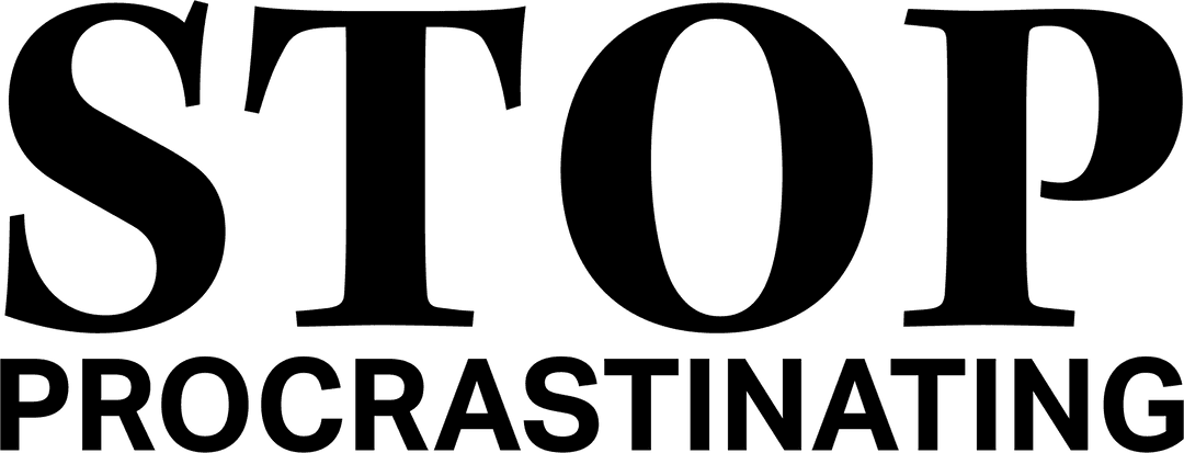 Motivational Stop Procrastinating Text on Transparent Background