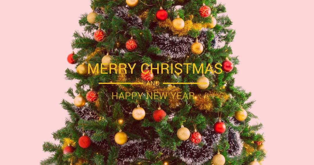 Festive Christmas Tree with Holiday Greetings Text