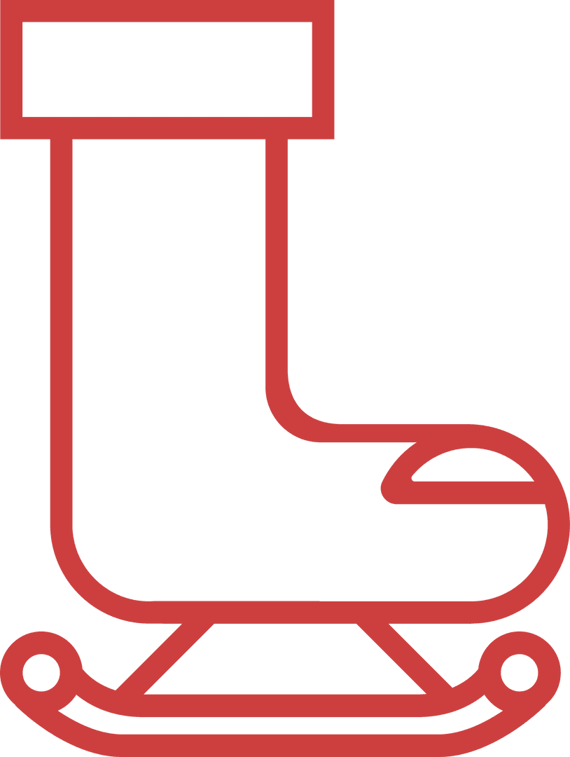 Red Ice Skate Symbol on Transparent Background for Winter Activities