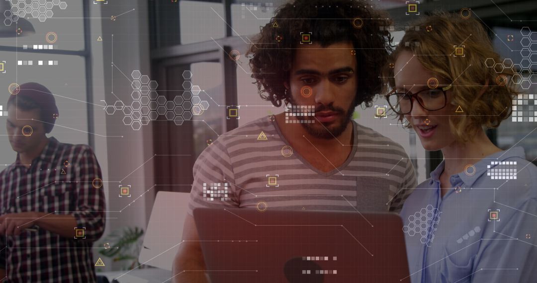 Diverse Team Collaborating on Data Analysis in Modern Office