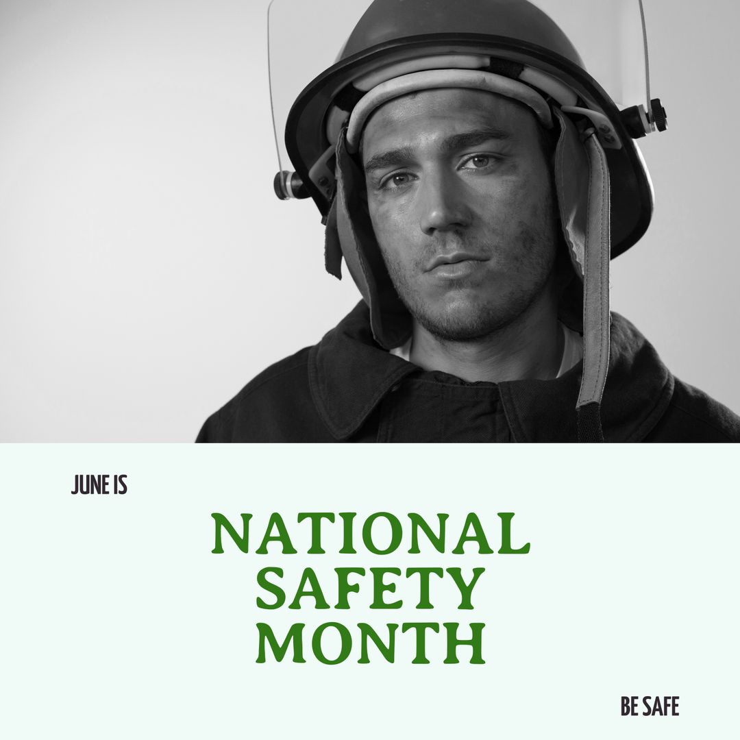 National Safety Month Awareness with Firefighter in Gear - Download Free Stock Templates Pikwizard.com