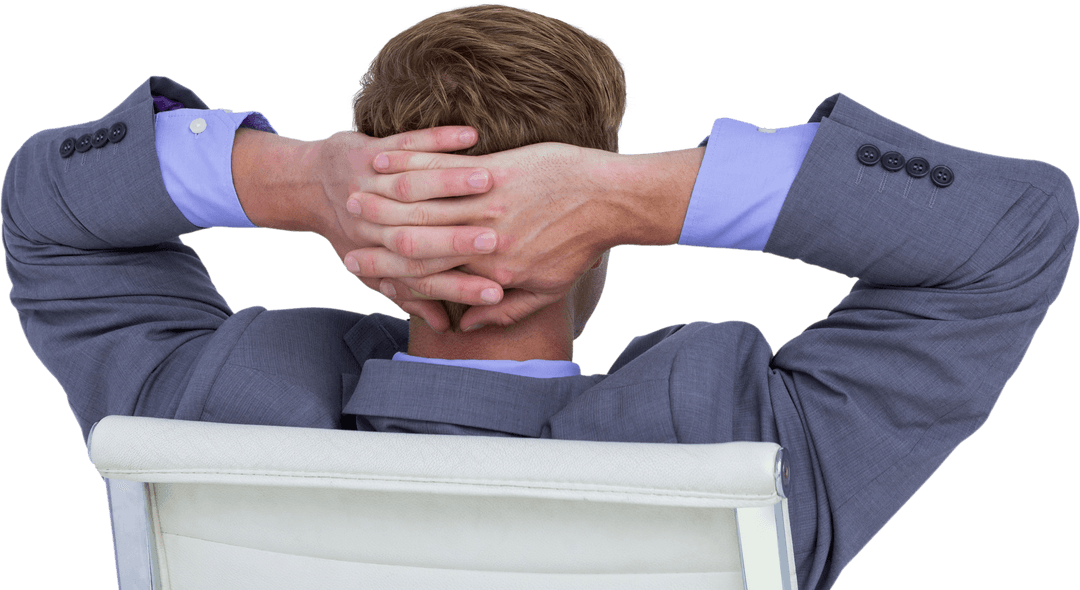 Transparent Relaxed Businessman Sitting Comfortably on Chair