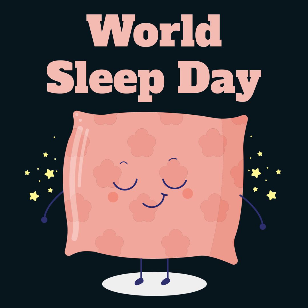 World Sleep Day Celebration with Smiling Pillow and Stars - Download Free Stock Images Pikwizard.com
