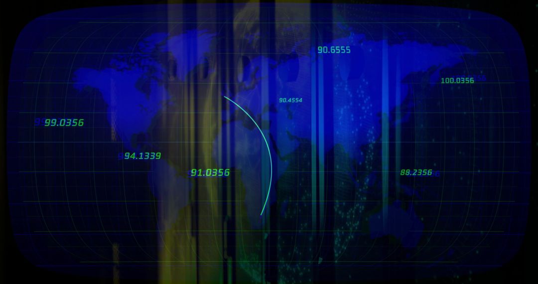 Futuristic World Map with Data Analytics Interface