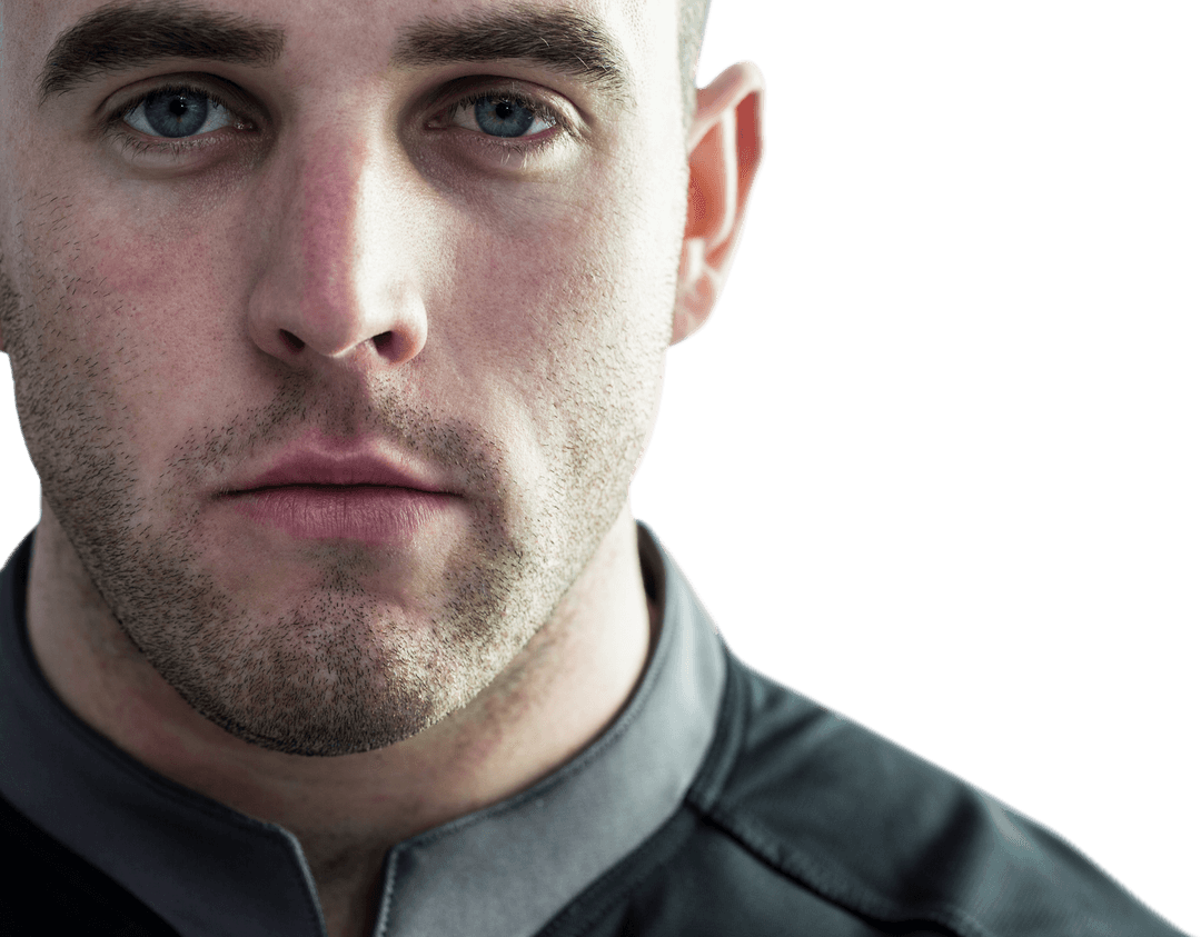 Tough Expression Rugby Player Close-Up Transparent Background