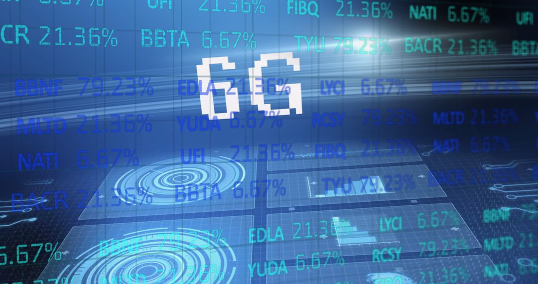 6G Technology Concept with Financial Statistics Background