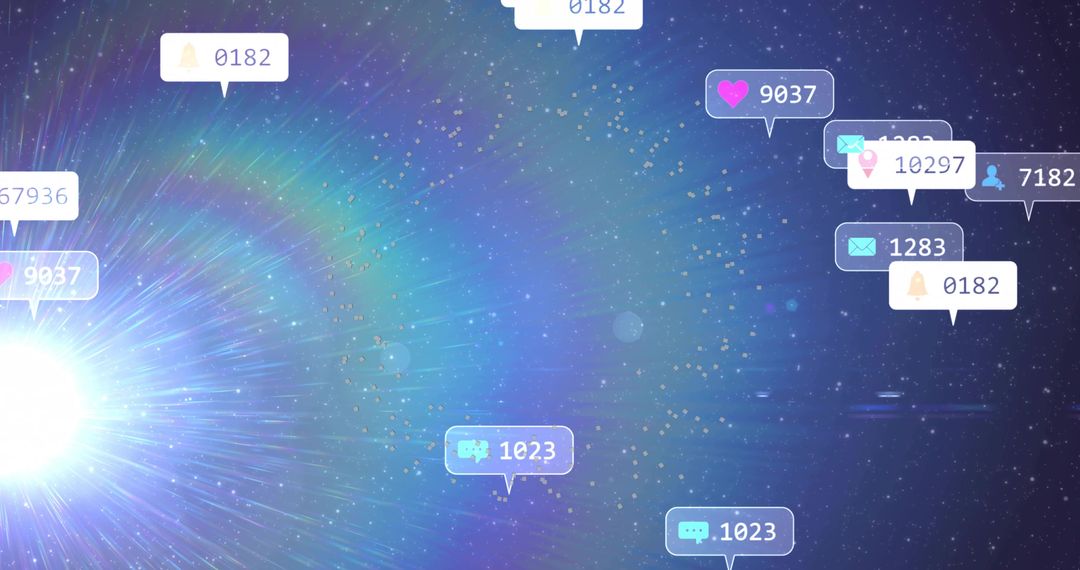 Futuristic Notification Icons Floating in Space Communication Theme