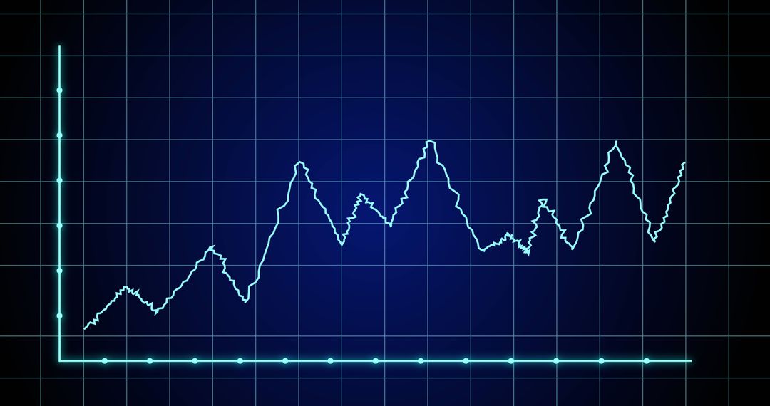 Dynamic Financial Graph with Wavy Data Line over Navy Background