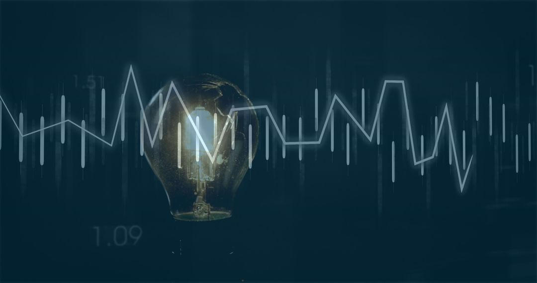 Light Bulb with Financial Graph Overlay Illustrating Innovation