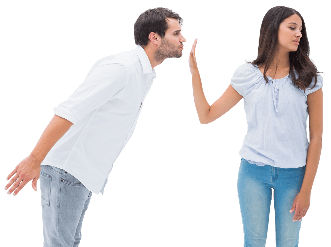 Uninterested Woman Sets Boundaries with Assertive Gesture Transparent Scene - Download Free Stock Images Pikwizard.com