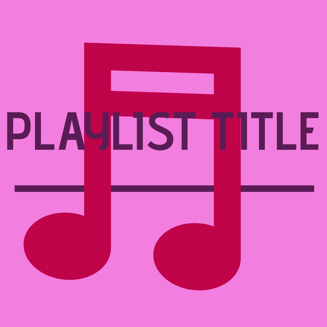 Bold Red Musical Notes on Pink Background for Playlist Promotion
