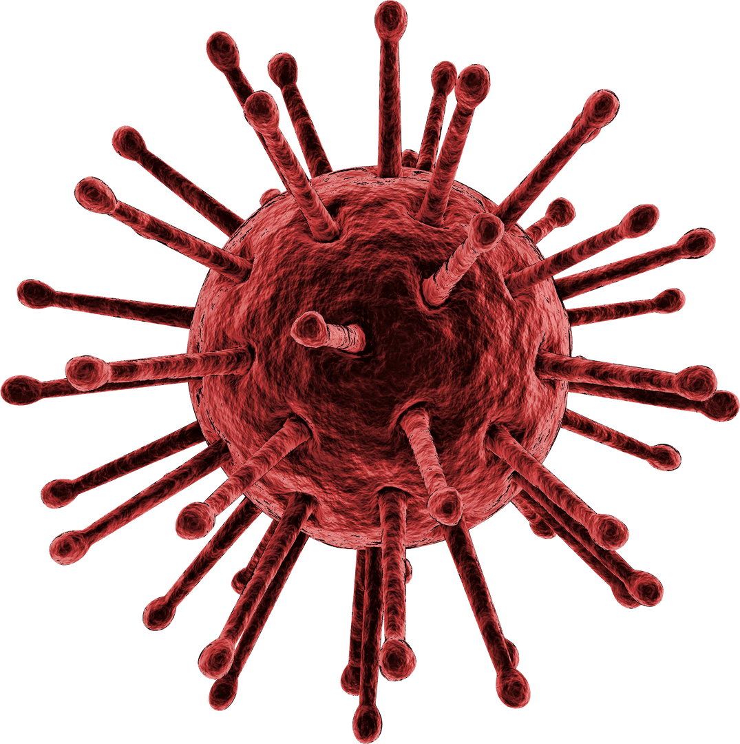 Transparent 3D Red Virus Cell Digital Representation Illustration