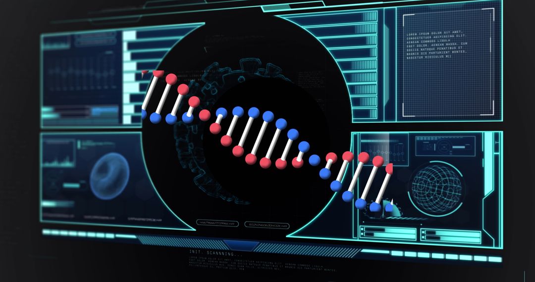 Futuristic DNA Strand with Digital Interface for Data Processing