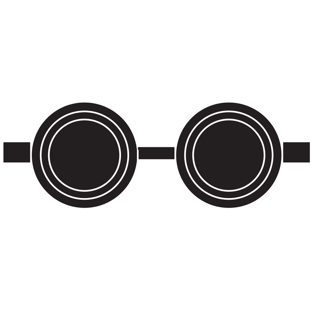 Retro Circular Sunglasses Symbol on Transparent Background