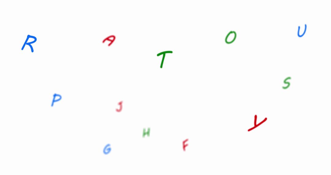 Abstract colorful alphabet letters on white background