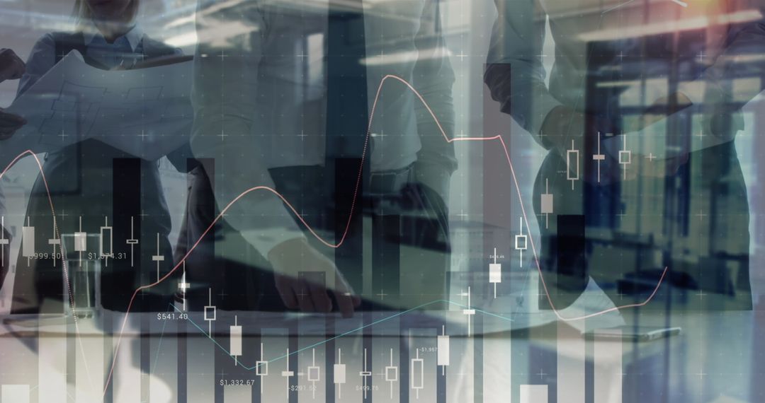 Business Analysis Meeting With Digital Financial Data Overlay