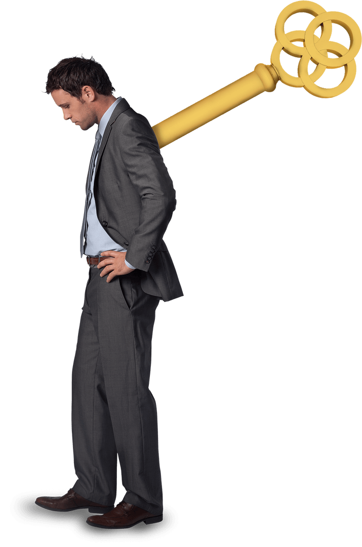 Transparent Tension Concept with Businessman and Key