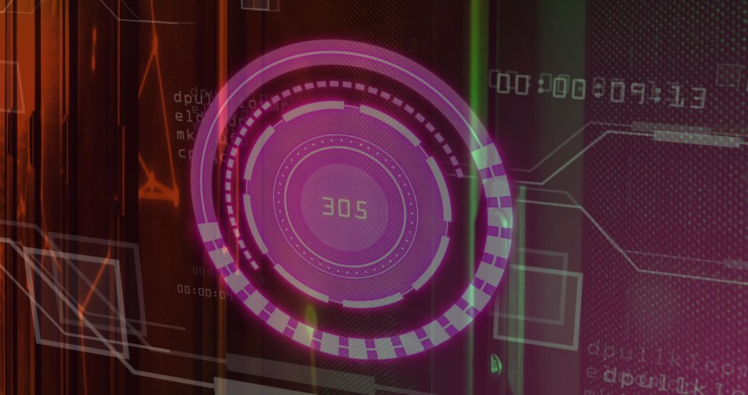 Digital Interface Overlay on Server Room Illustrating Data Security