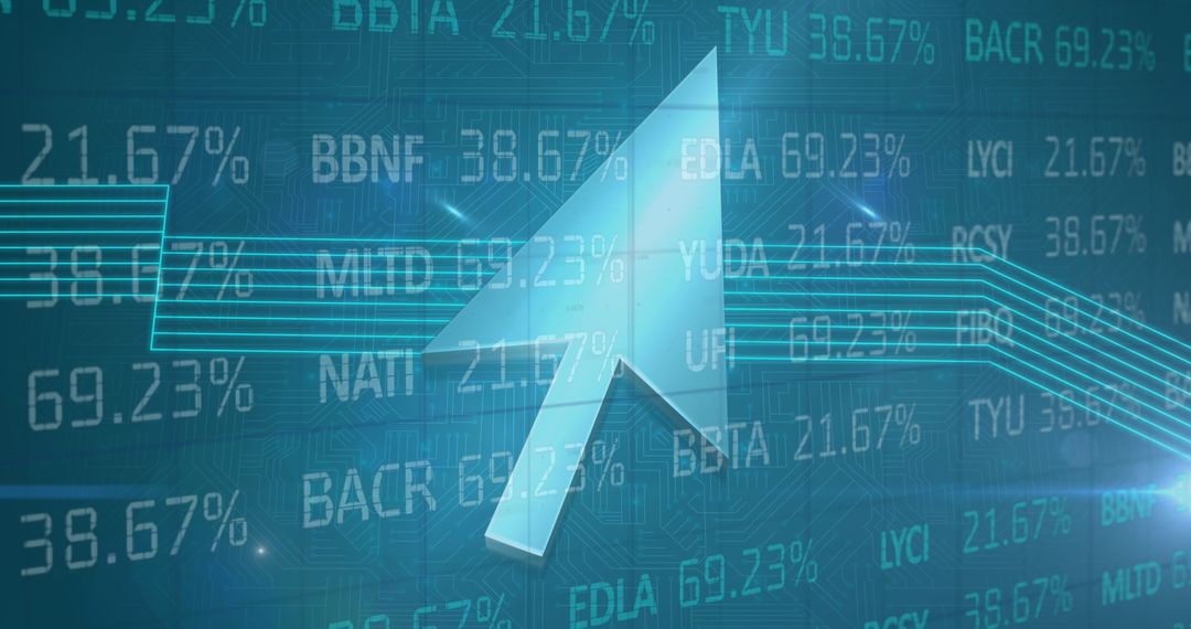 Futuristic Digital Cursor Interacting with Stock Market Data