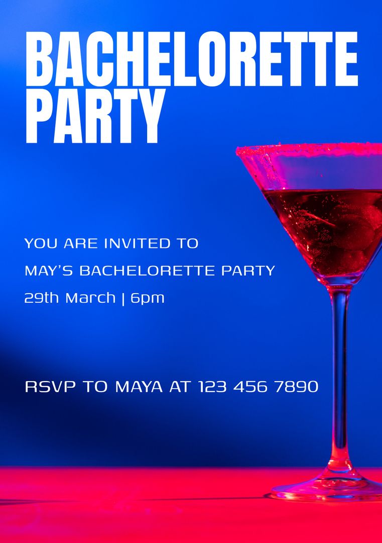Vibrant Bachelorette Party Invitation with Cocktail - Download Free Stock Templates Pikwizard.com