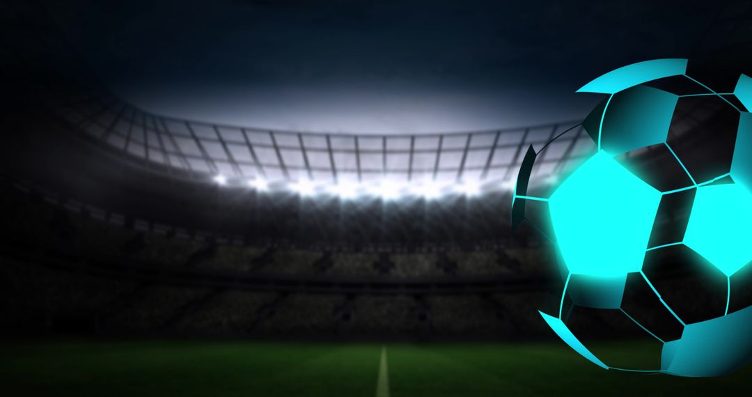 Digital Futuristic Football Animating in Stadium Environment