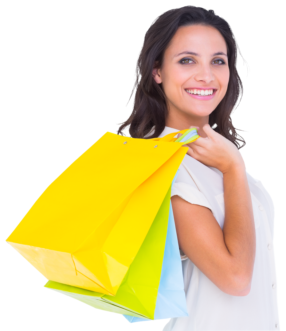 Happy Woman Carrying Colorful Shopping Bags on Transparent Background - Download Free Stock Images Pikwizard.com