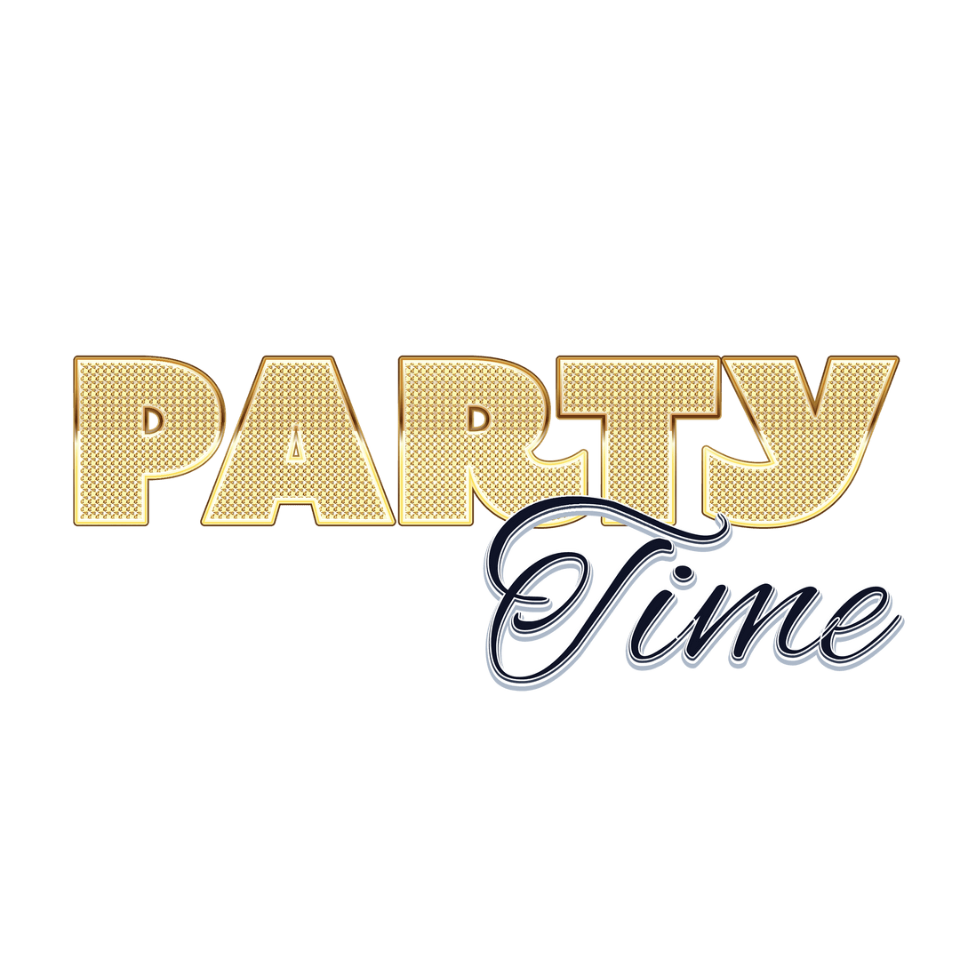 Transparent Party Time Text Isolated Vector for Celebrations