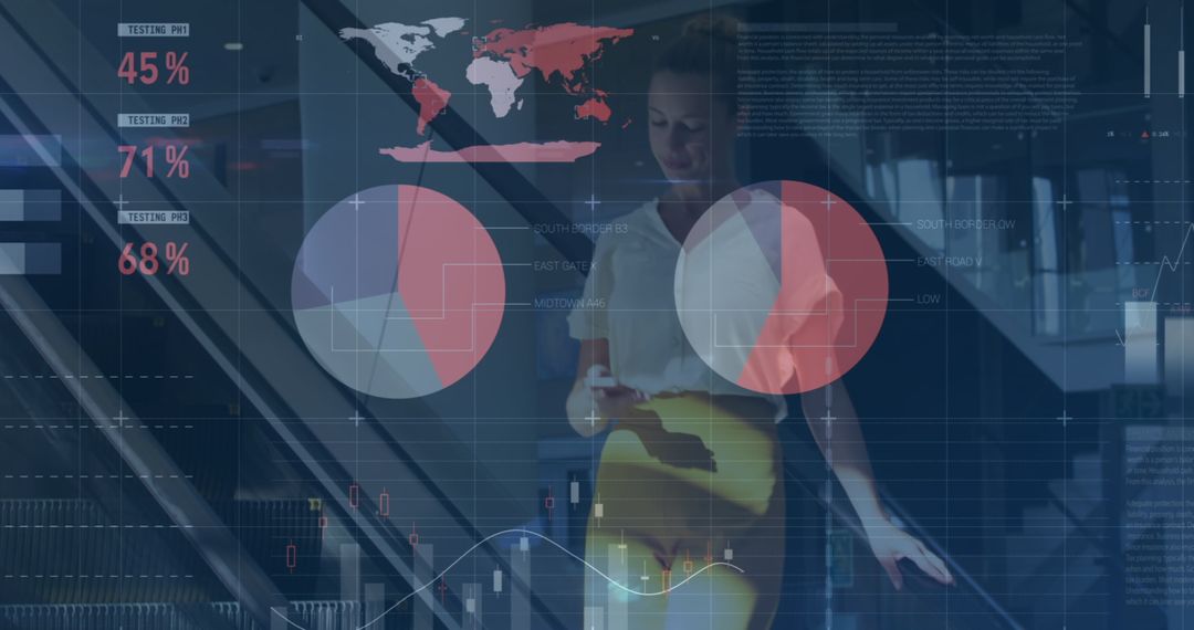 Businesswoman Analyzing Financial Data with Projection Charts