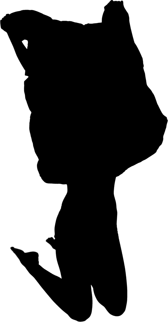 Transparent Silhouette Woman Jumping with Jacket in Celebration