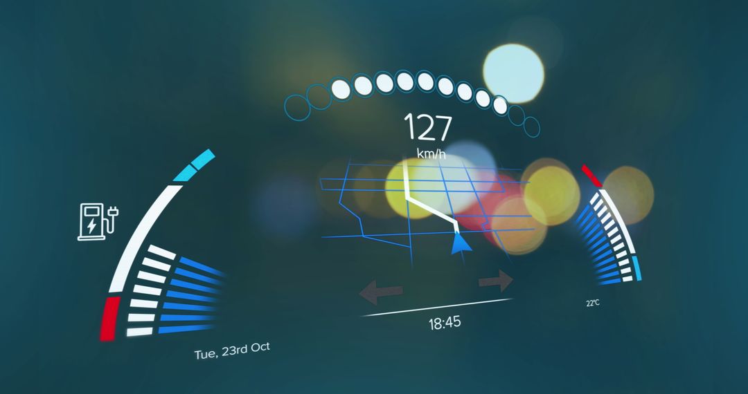 Digital Dashboard with Electric Car Speedometer Data