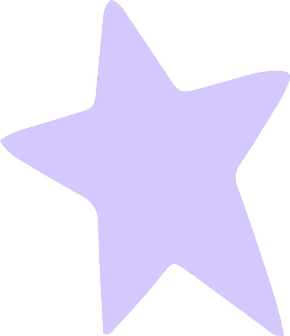 Lavender Star Shape on Transparent Background Floating in Minimalist Design