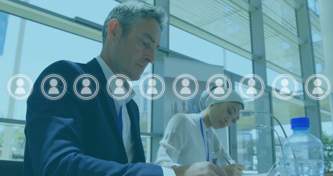 Global Networking and Digital Interaction in Modern Business Office