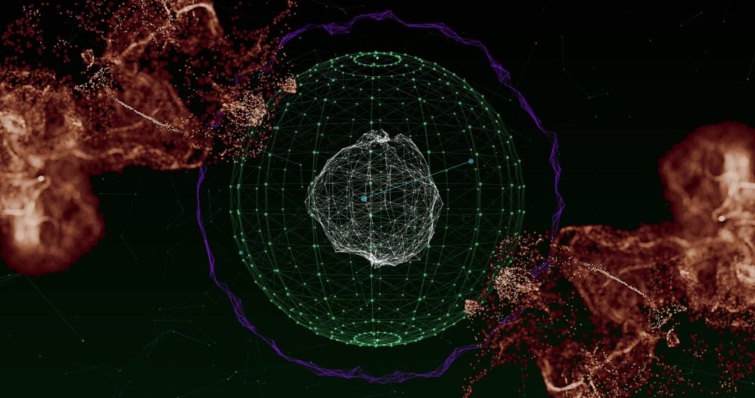 Futuristic Network Visualization with Glowing Waves and Patterns