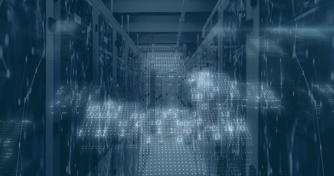 Server Room with Digital Data Interface Concept