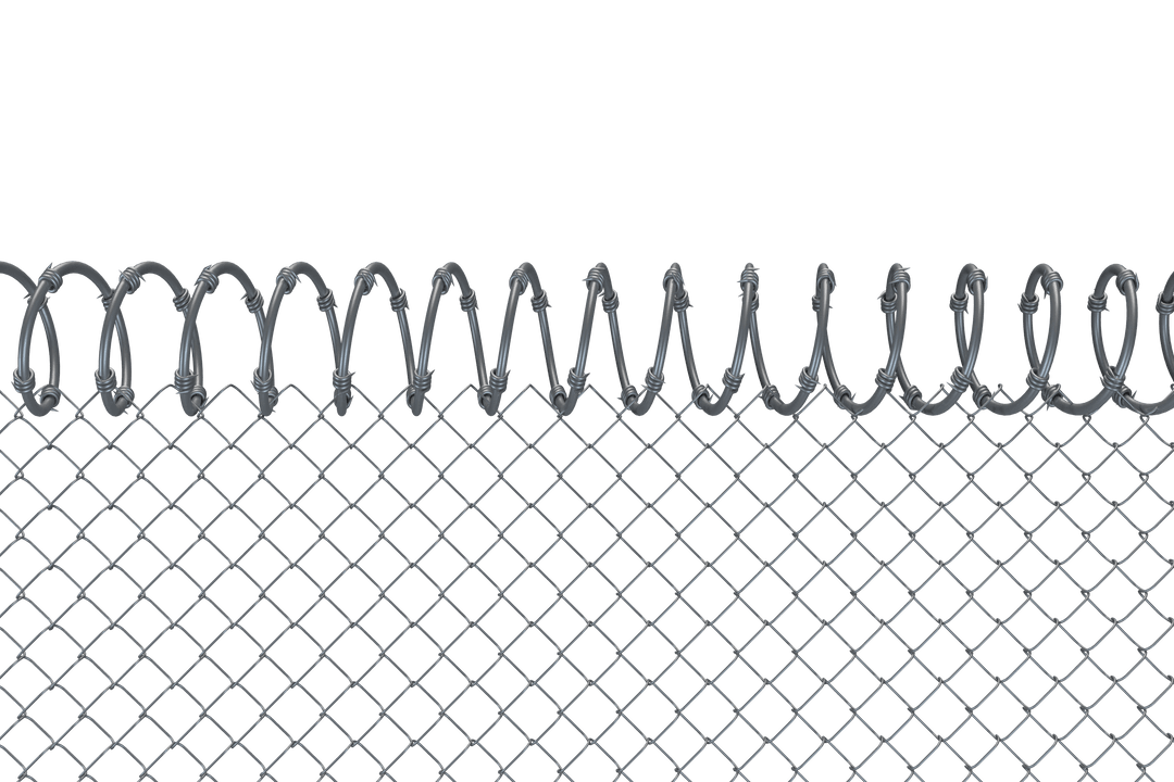 Barbed Wire Fence on Transparent Background