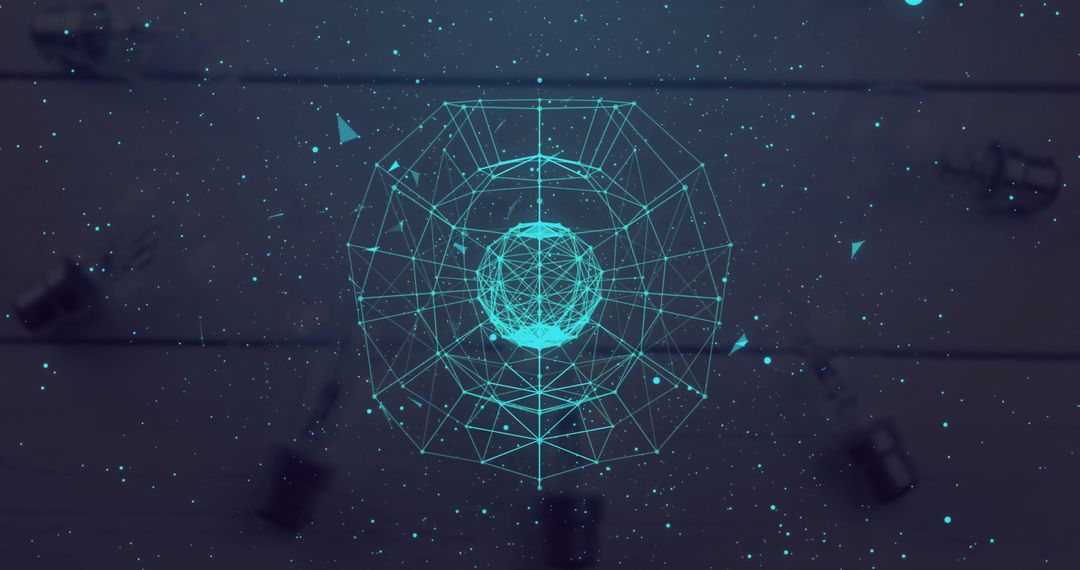 Digital Wireframe Globe with Futuristic Network Connections