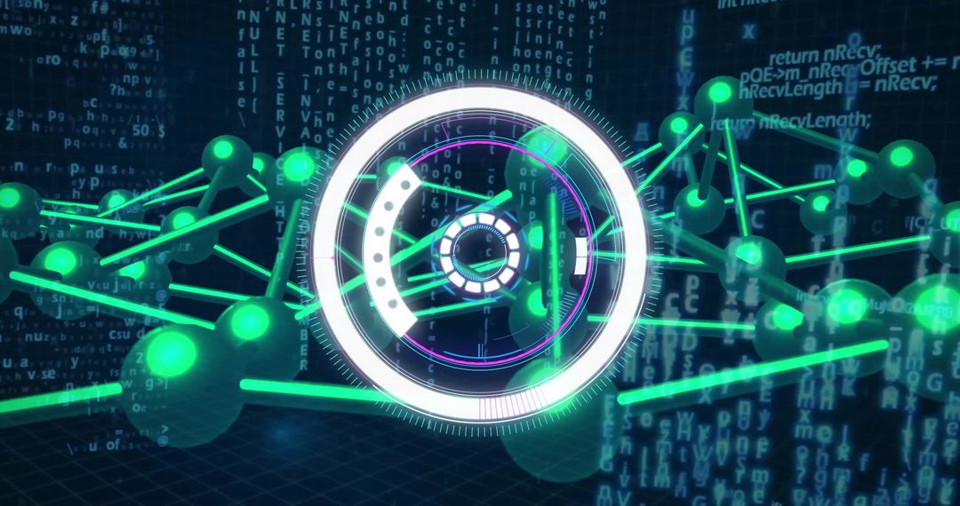 Futuristic DNA Strand with Digital Data Visuals