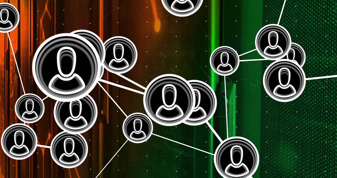 Abstract Digital Connections with User Icons on Colorful Background