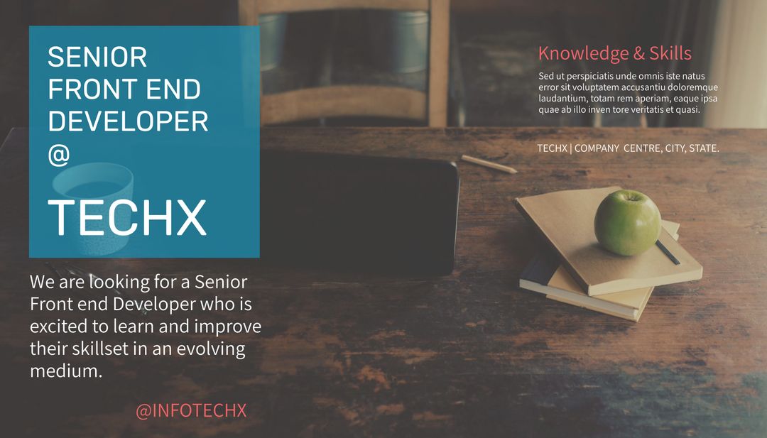 Senior Front End Developer Job Announcement at Tech Company