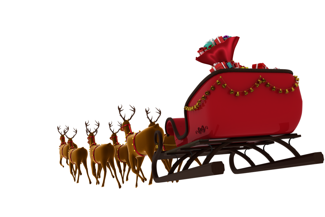 Reindeers Pulling Transparent Sleigh with Gifts during Christmas - Download Free Stock Images Pikwizard.com