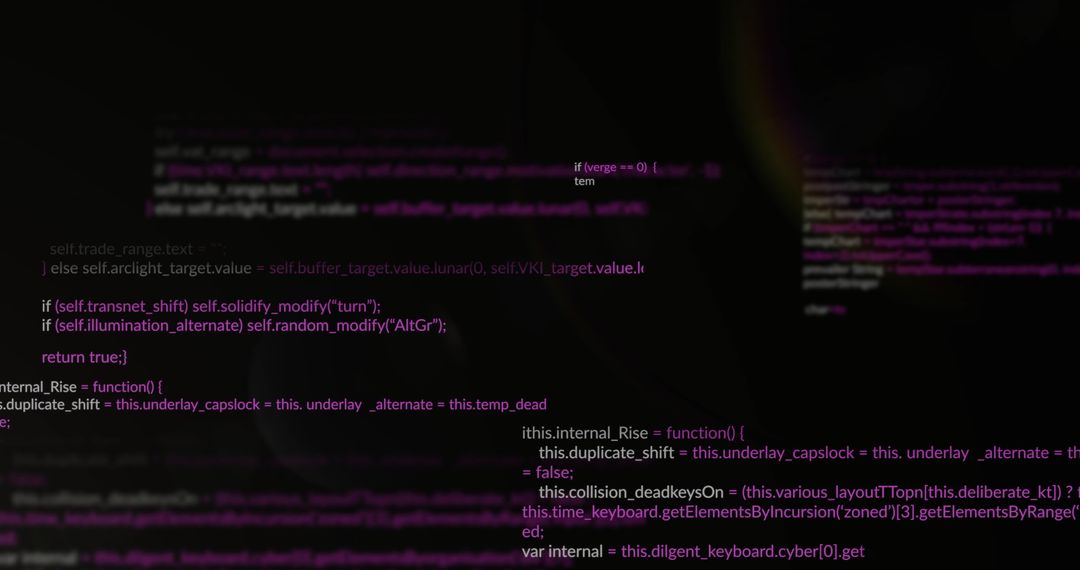 Digital Code on Black Background Symbolizing Data Processing