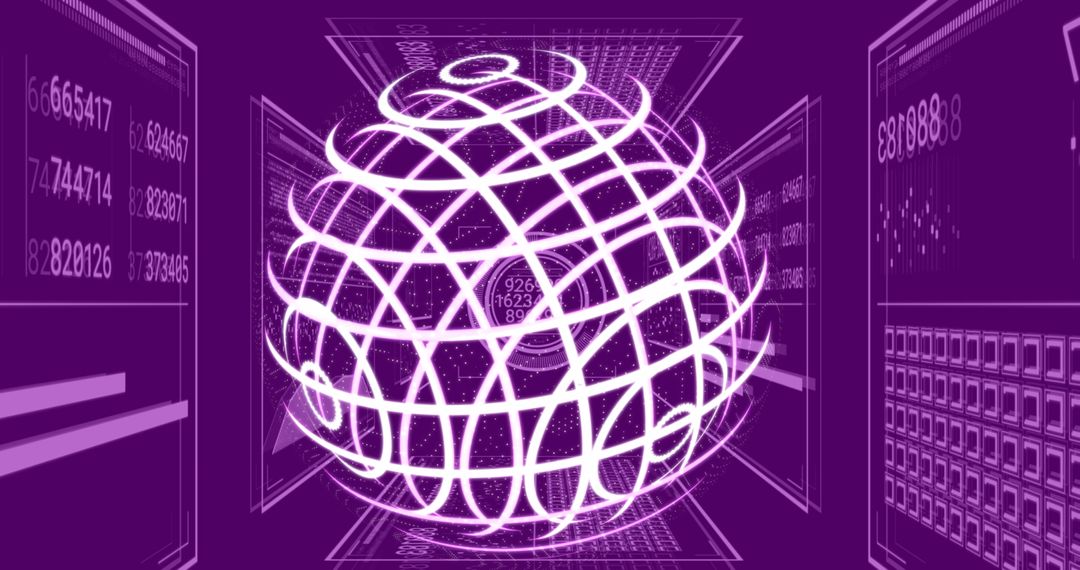 Digital Globe with Data Streams and Interfaces in Purple - Free Images, Stock Photos and Pictures on Pikwizard.com