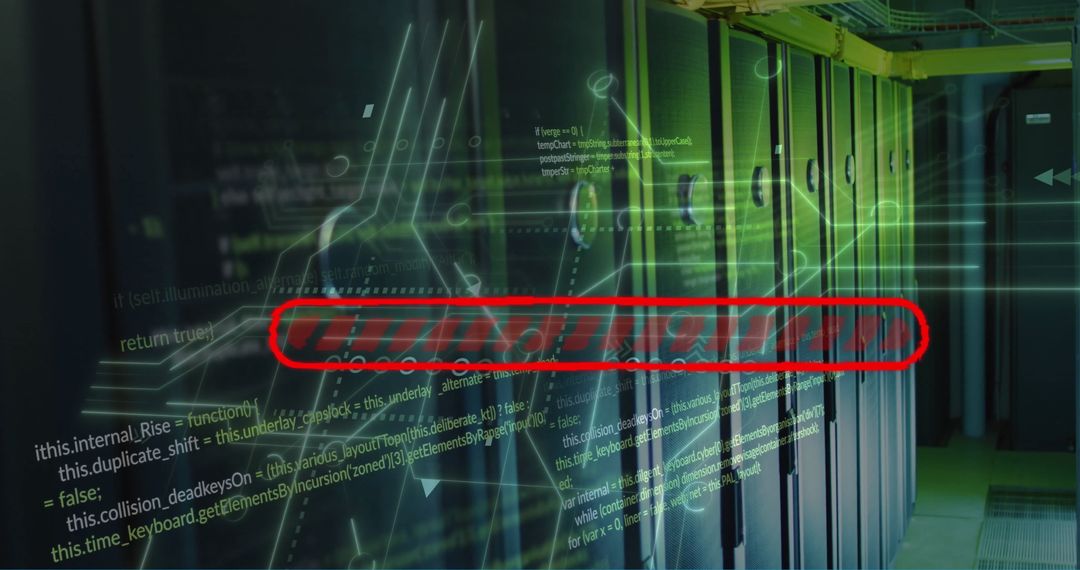 Digital Data Loading Bar on Server Rack Background