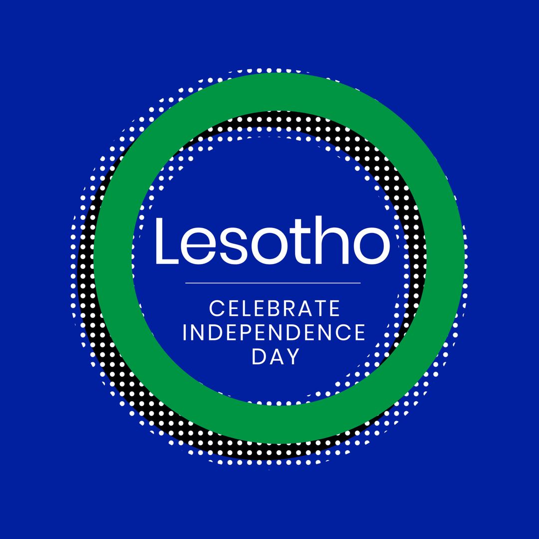 Lesotho Independence Day Celebration Graphic with Green Circle and Dots Text - Download Free Stock Templates Pikwizard.com